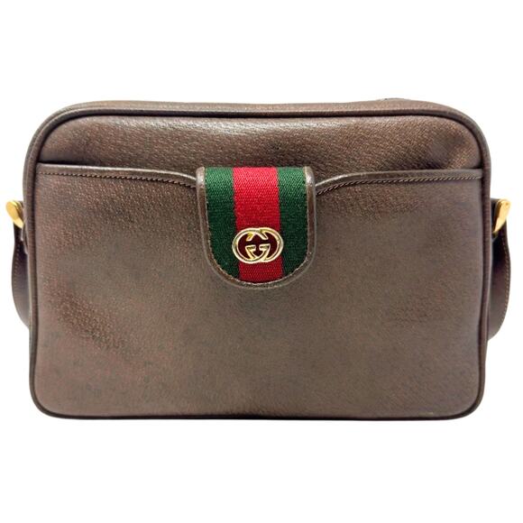 Gucci Bag Crossbody Clutch Wallet Ophidia Marmont Brown Leather GG Red Green - Picture 3 of 13